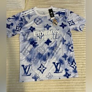 adidas Blue and White Graphic Jersey